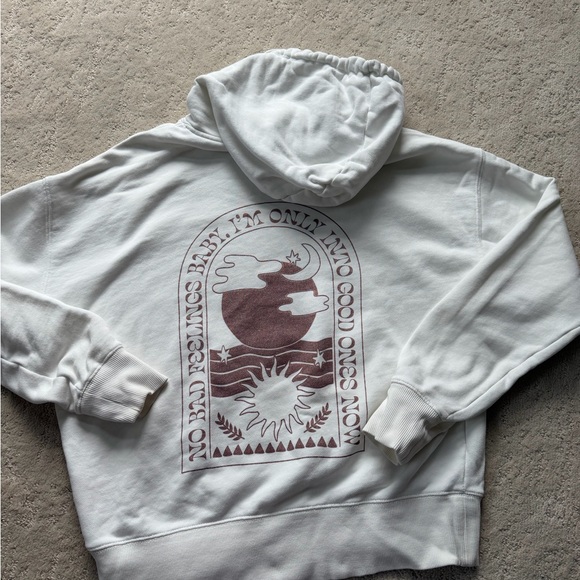 Spiritual Gangster Tops - Spiritual Gangster White Crewneck Hoodie with Maroon Graphic Arch